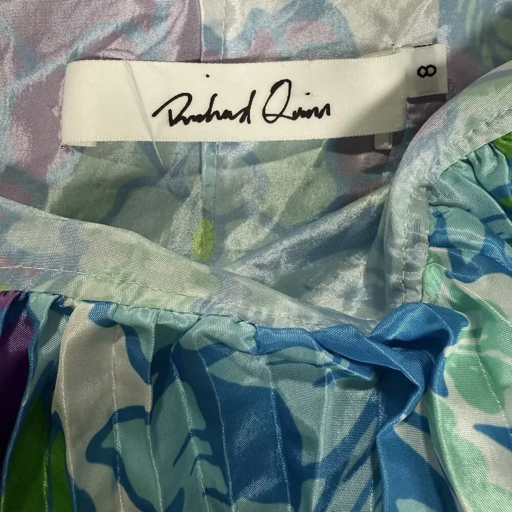 Richard Quinn Midi‎ Skirt Asymmetrical Floral Pleated Women's Size UK 8 US 4